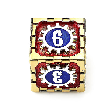 Mythic Size Cogcraft Fidget D6 - Casino - Red/Blue/Silver/Gold