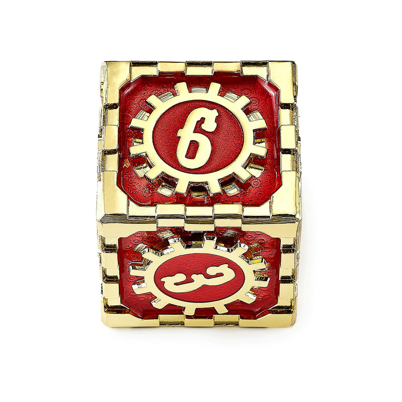 Mythic Size Cogcraft Fidget D6 - Emberforge - Red & Gold