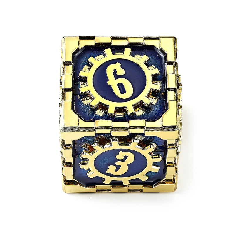 Mythic Size Cogcraft Fidget D6 - Vault Dweller - Blue & Gold