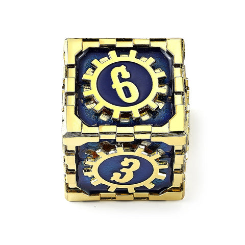 Mythic Size Cogcraft Fidget D6 - Vault Dweller - Blue & Gold