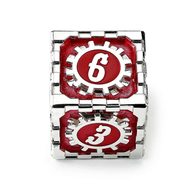 Mythic Size Cogcraft D6 - Vern-million - Red and Silver