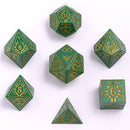 Solid Metal Druid RPG Dice Set - Green w/Gold