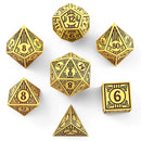 Solid Metal Bard RPG Dice Set - Dark Cream w/Brown