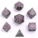 Solid Metal Bard RPG Dice Set - Glitter Purple w/Silver