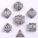 Solid Metal Bard RPG Dice Set - White w/Blood Splatter