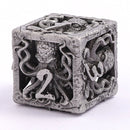 Lllithids Mind Cage Hollow Metal Dice set - Ancient Silver