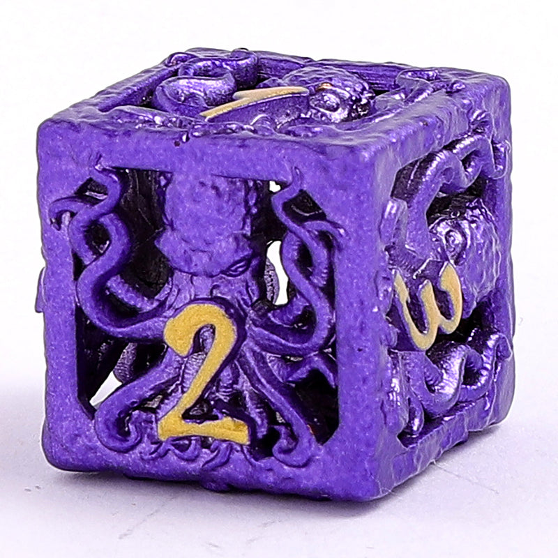 Lllithids Mind Cage Hollow Metal Dice Set - Purple