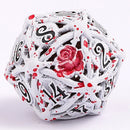 Hollow Metal Rose Dice Set - White w/Blood Splatter