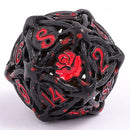 Hollow Metal Rose Dice Set - Black w/Blood Splatter