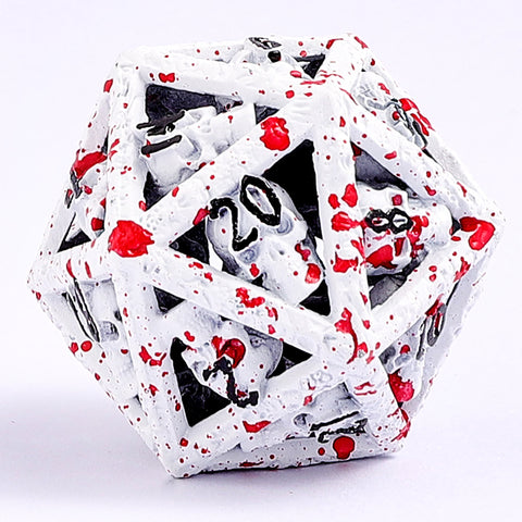 Skulls Grin Hollow Metal Dice  Set - White w/Blood Splatter