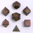 Metal Druid RPG Dice Set - Glitter Purple w/Gold