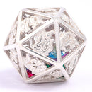 Hollow Dragon Dice Set Filled With Gems - Sterling Silver