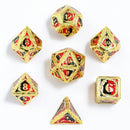 Sorcerer Solid Metal RPG Dice Set - Gold w/Red&Black