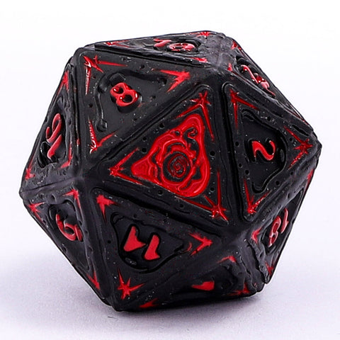 Sorcerer Solid Metal RPG Dice Set - Black w/Red