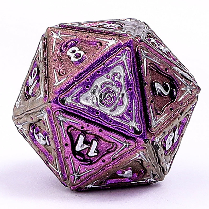 Sorcerer Solid Metal RPG Dice Set - Purple w/Silver