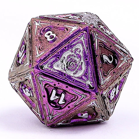 Sorcerer Solid Metal RPG Dice Set - Purple w/Silver
