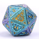Sorcerer Solid Metal RPG Dice Set - Teal w/Gold