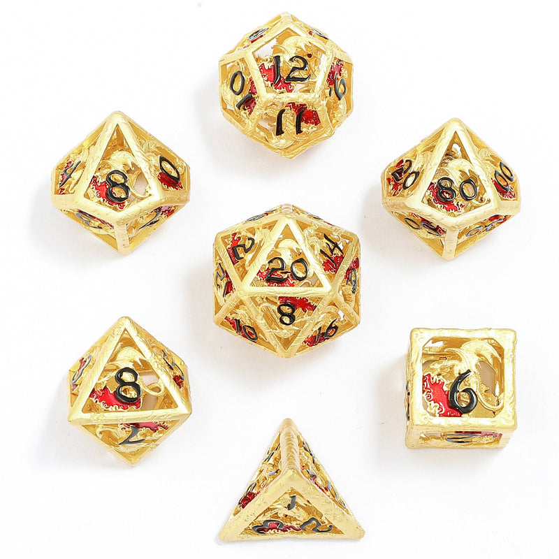 Dragon's Hymn Hollow Metal Dice Set - Gold