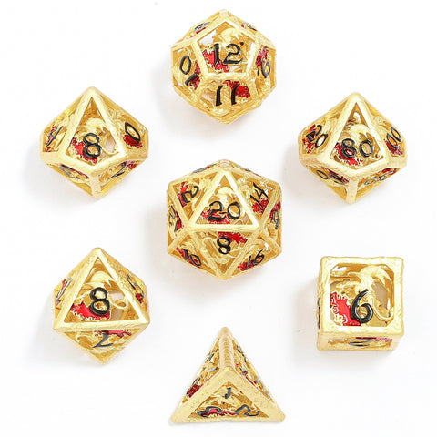 Dragon's Hymn Hollow Metal Dice Set - Gold