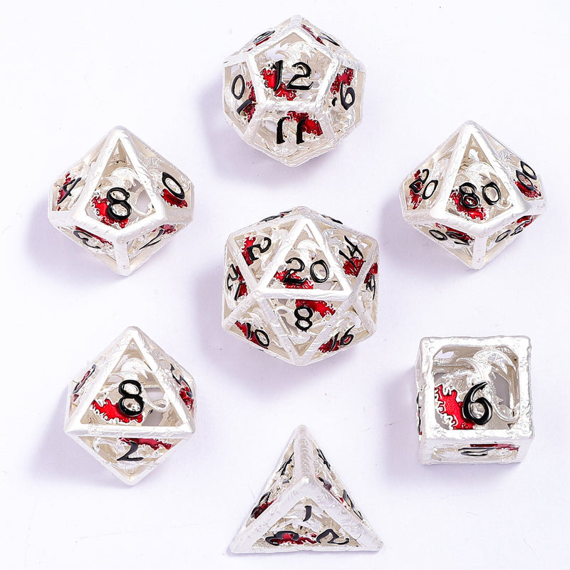 Dragon's Hymn Hollow Metal Dice Set - Silver