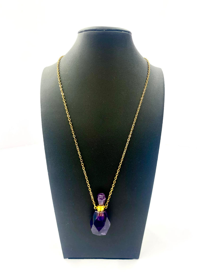 Gemstone Potion Bottle Necklace - Amethyst