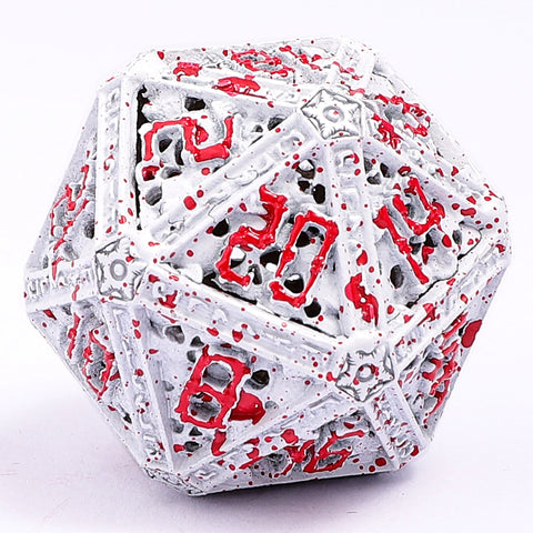 Hollow Metal Necromancer Dice Set - White w/Blood Splatter