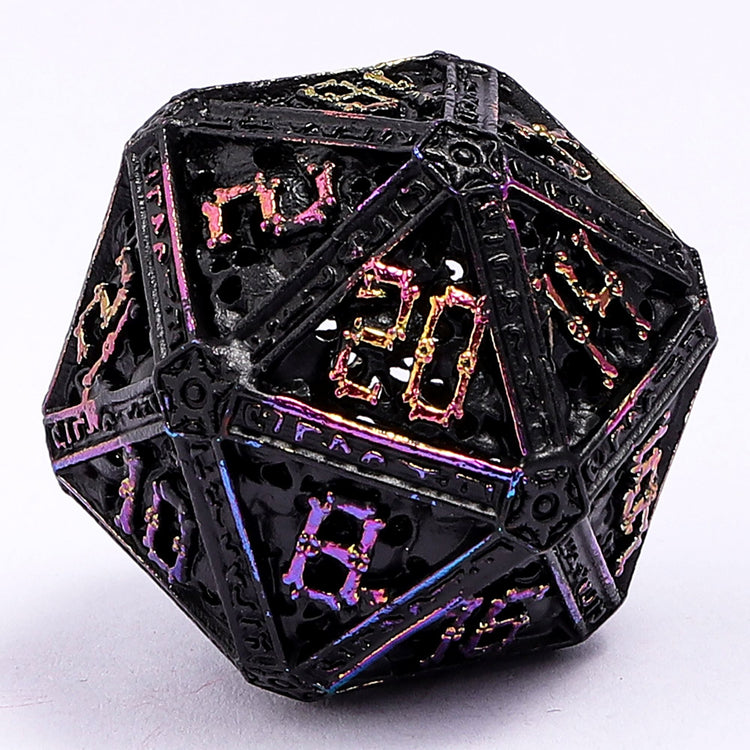 Hollow Metal Necromancer Dice Set - Black w/Chromatic