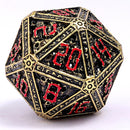 Hollow Metal Necromancer Dice Set - Gold w/Red