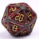 Hollow Metal Necromancer Dice Set - Gunmetal w/Gold And Red