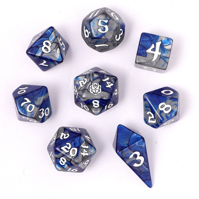Wyrmforged Rollers - Rounded Edge 8 Piece Dice set - Paladin Steel