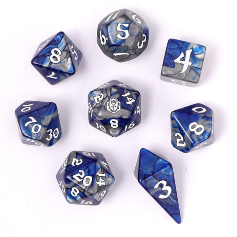 Wyrmforged Rollers - Rounded Edge 8 Piece Dice set - Paladin Steel