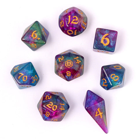 Wyrmforged Rollers - Rounded Edge 8 Piece Dice set - Siren's Melody