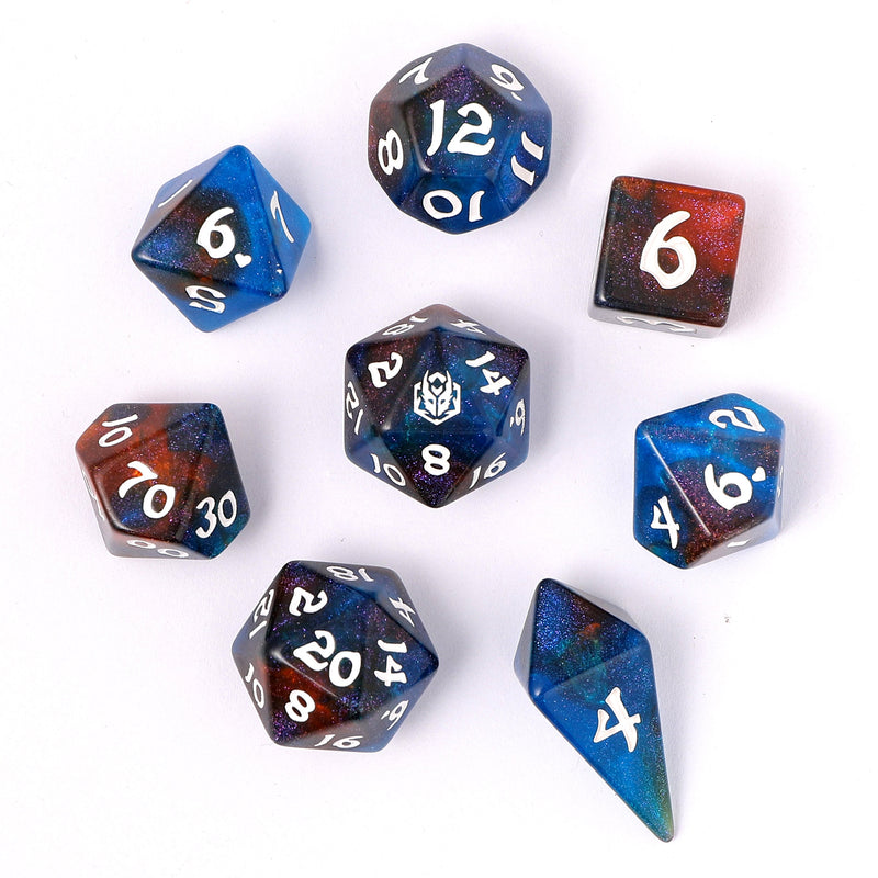 Wyrmforged Rollers - Rounded Edge 8 Piece  Dice Set - Mystic Nebula