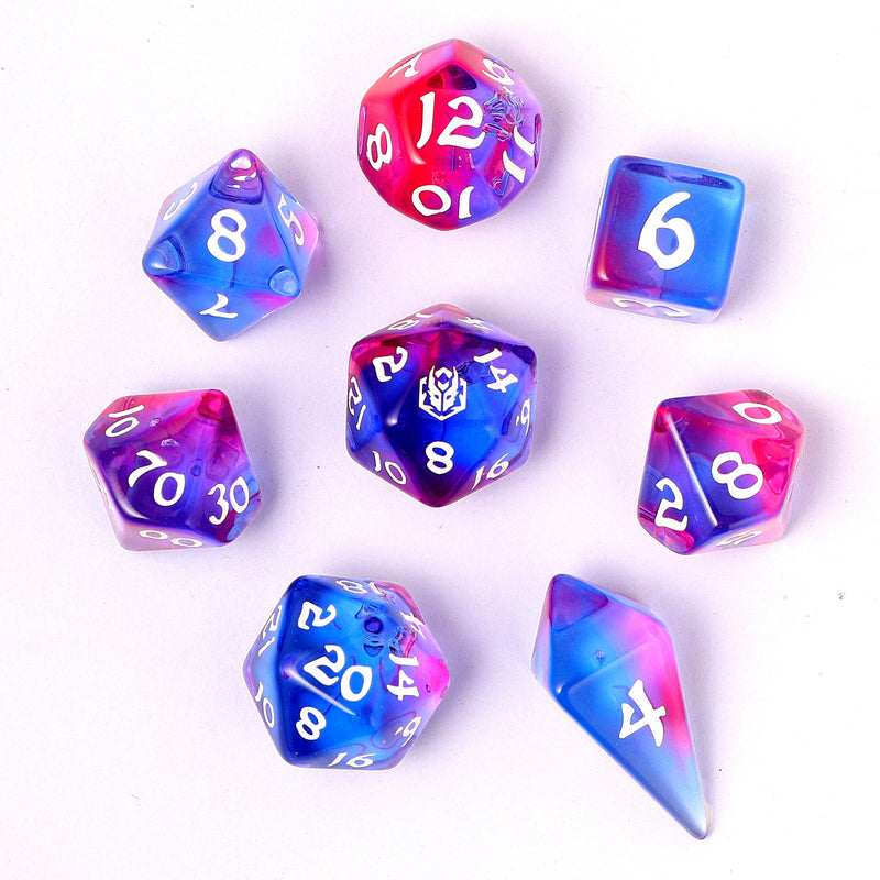 Wyrmforged Rollers - Rounded Edge 8 Piece Dice set - Unicorn Tears