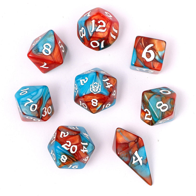 Wyrmforged Rollers - Rounded Edge 8 Piece Dice Set - Bard's Cloak
