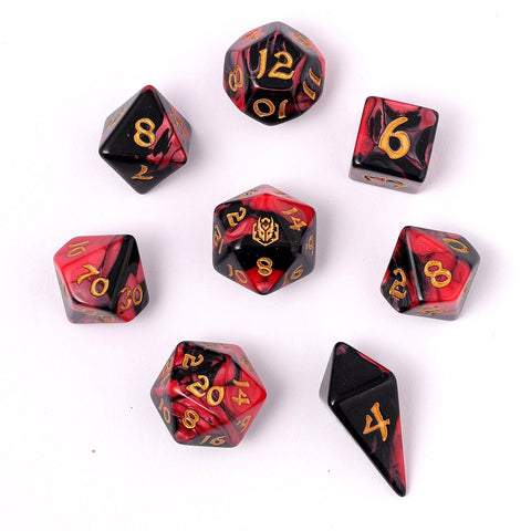 Wyrmforged Rollers - Rounded Edge 8 Piece Dice set - Blood Pact