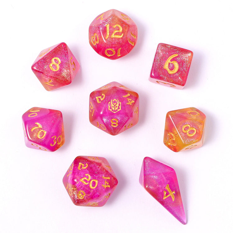 Wyrmforged Rollers - Rounded Edge 8 Piece Dice set - Dragon Bait
