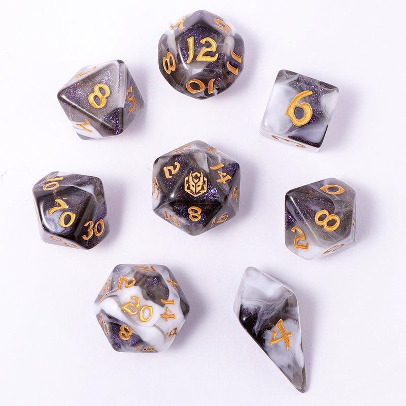 Wyrmforged Rollers - Rounded Edge 8 Piece Dice set - Wraith Shadow