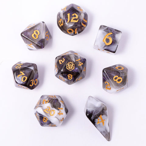 Wyrmforged Rollers - Rounded Edge 8 Piece Dice set - Wraith Shadow