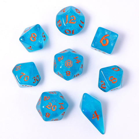 Wyrmforged Rollers - Rounded Edge 8 Piece Dice set - Ray of Frost