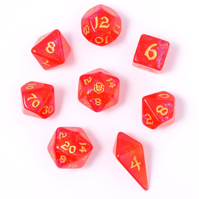 Wyrmforged Rollers - Rounded Edge 8 Piece Dice set - Fireball