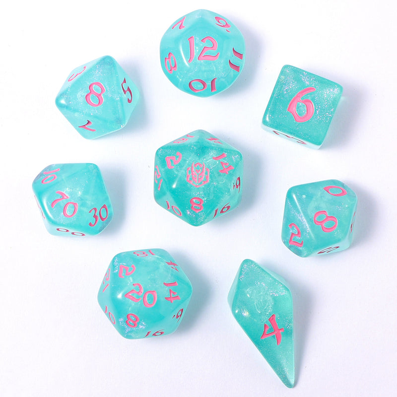 Wyrmforged Rollers - Rounded Edge 8 Piece Dice set - Love Potion