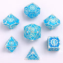 Solid Metal Gear Dice Dice Set - Glow in the Dark Blue