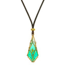 Mysticage Dice Chain Necklace with D4 - Brown Leather Chain