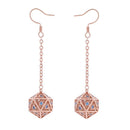 Dragon's Eye D20 Earrings - Rose Gold w/Blue Gems