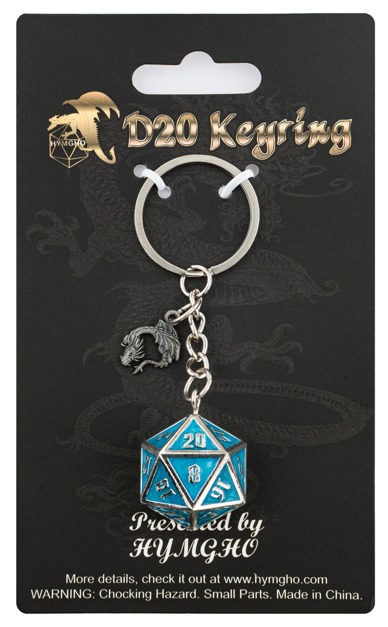 D20 Keychain Draconis - Glow in the Dark Blue