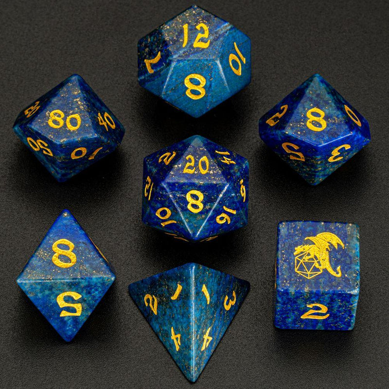 BRB005 Dragon's Hoard Gem Stone Dice Set - Lapis Lazuli