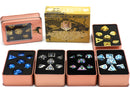 Mystery Set of 7 Matching Ornate Hollow Metal RPG Dice