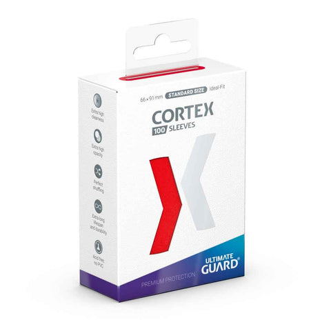 CORTEX SLEEVES: STANDARD SIZE GLOSSY RED (100CT)