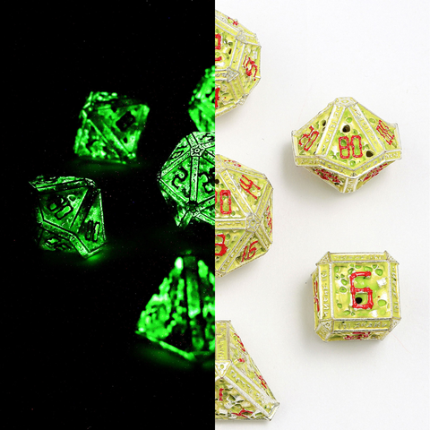 Hollow Necromancer Dice Set - Glow in the dark Green